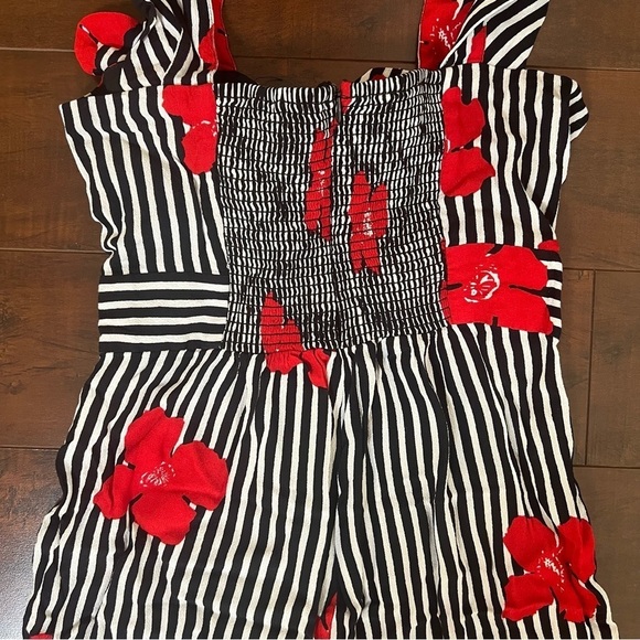 MADEWELL Plumeria Cutout Jumpsuit Striped Floral Ruffle Strap Size 2 - Picture 9 of 14